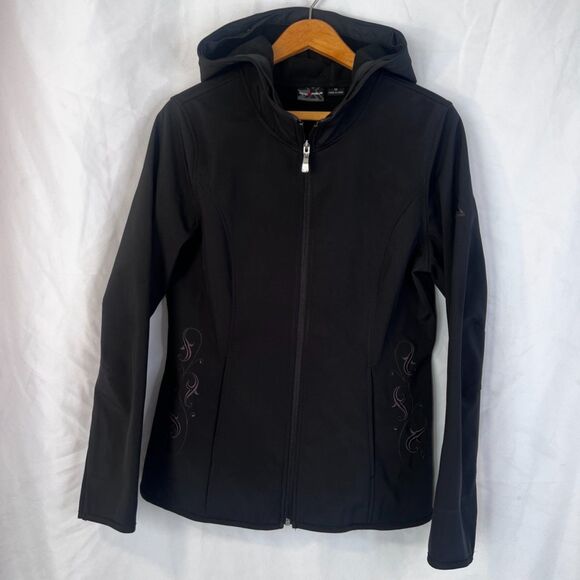 ZeroXposur Lightweight Embroidered Detail Black Hooded Soft Shell Jacket Size MD - Picture 12 of 12
